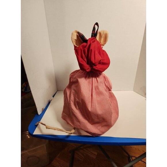 Vtg Overly Raker Christmas Plush Mrs  Mouse Red Dress Stuffed & Weighted EUC - Picture 4 of 6